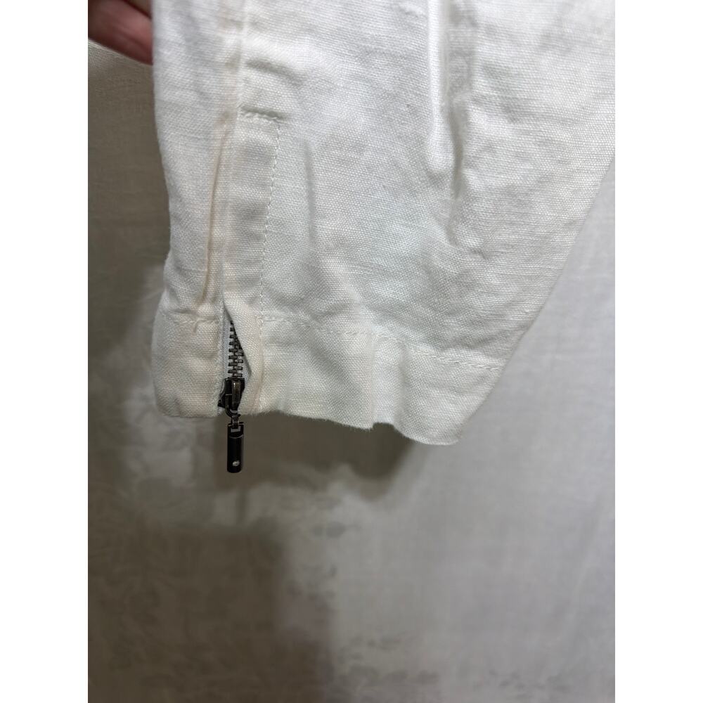 Inc Beach Pants 4 White 100% Linen Zip Ankles Utility Reinforced Knee Tapered - Picture 2 of 11